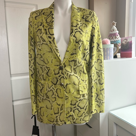 Pinko Jackets & Blazers - Pinko Yellow Snakeskin Print As Seen On Adrienne Bailon